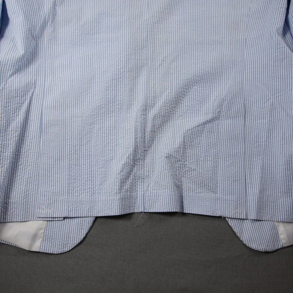Super 140s Seersucker Striped Men Blazer R44 Resort Coastal Derby Ivy Emigre